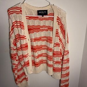 Royalty For Me Cream and Red Striped Cardigan